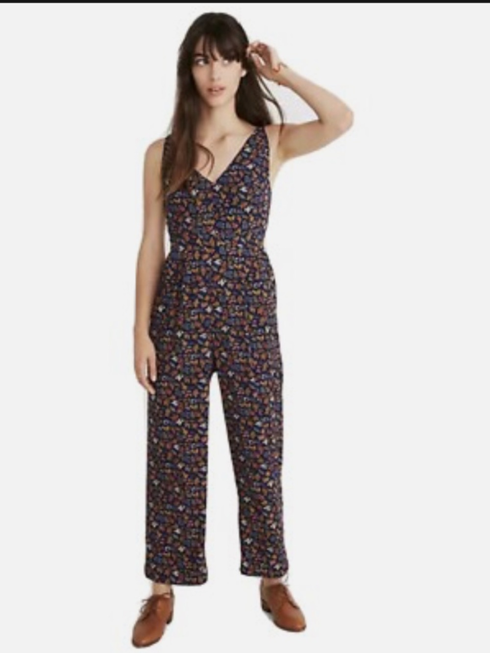 “Vintage” Madewell Garden Party 🫜💐🍷Navy Floral V-Neck Jumpsuit sz 6